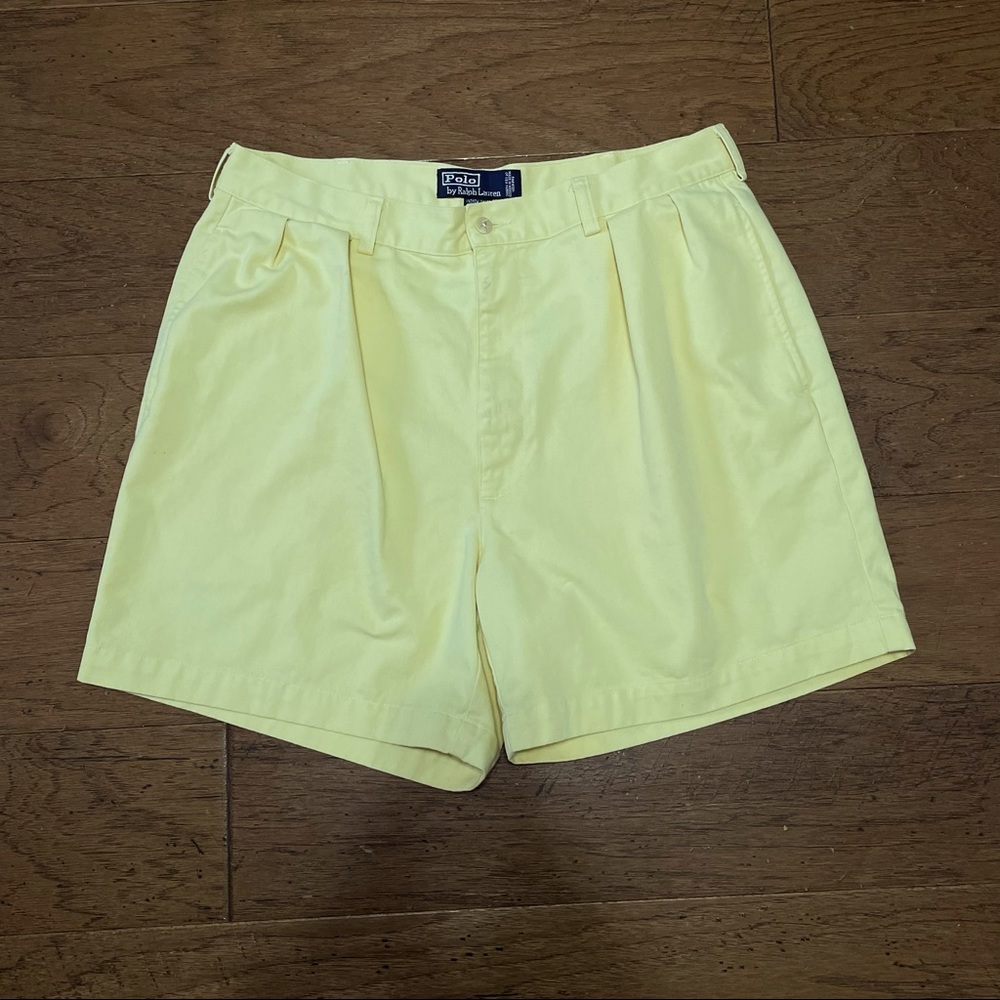 Vintage 90s Polo Ralph Lauren Mens 35 Chino  Andrew Shorts Yellow